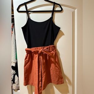 Cute rust & black shorts romper